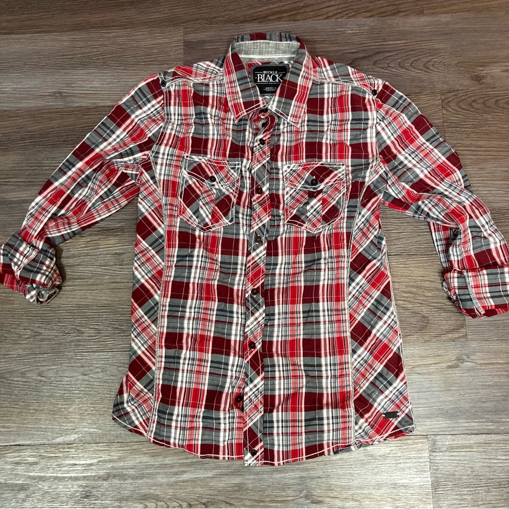 SLIM FIT buckle plaid shirt. Cowboy western style button down. NEW never worn.